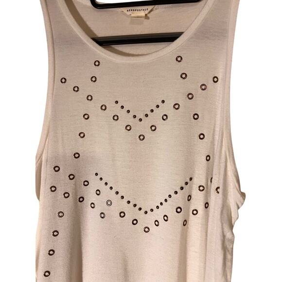Aeropostale Tops - Aeropostale Tank Top‎ w/ Gold Metal Circles Swoop Neck Off White Women’s Medium